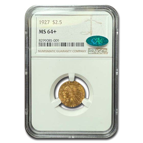 1927 $2.50 Indian Gold Quarter Eagle MS-64+ NGC CAC 1927 $2.50 Indian Gold Quarter Eagle MS-64+ NGC CAC